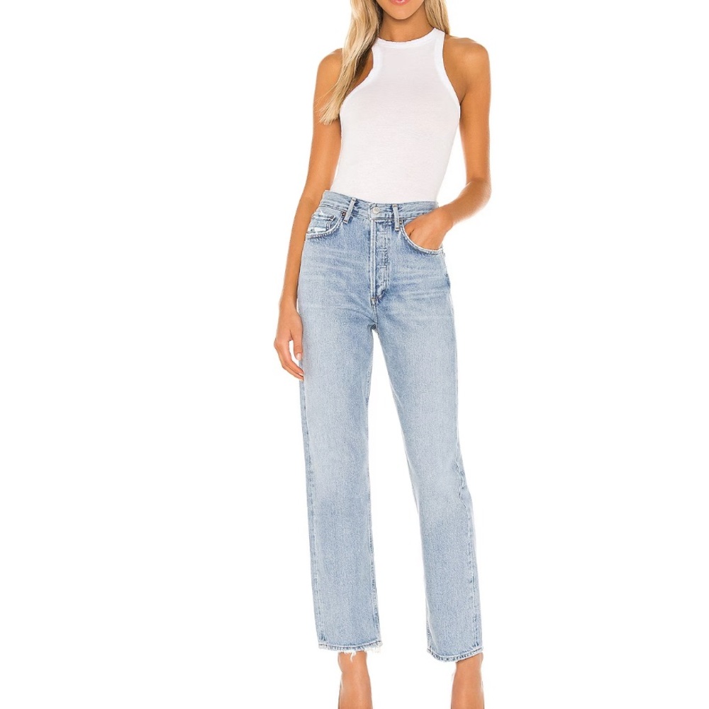 Agolde Light Wash High-Rise Straight Leg Jeans